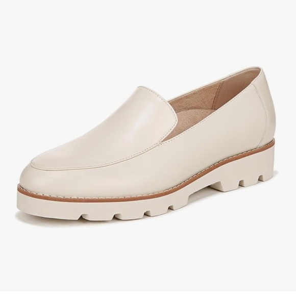 VIONIC Women Kensley Cream LEATHER Loafers Chunky Heel Platform Shoe Size 9 Wide - Picture 1 of 10